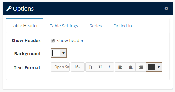 Table header options